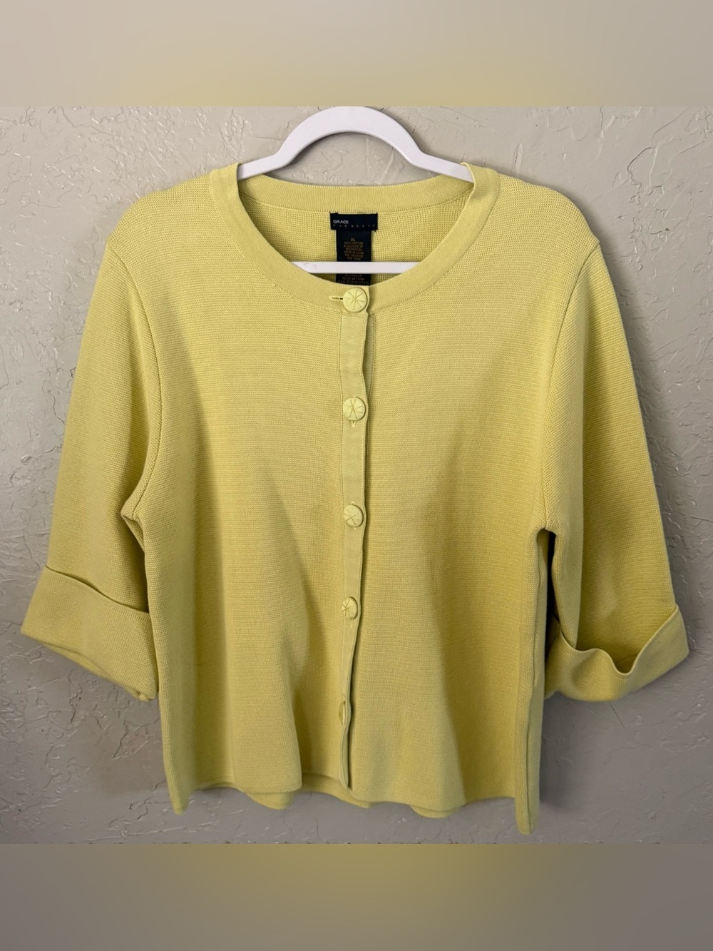 Vintage Grace Elements Women’s Chartreuse (lime Green) Button-Up Cardigan XL